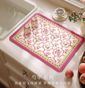 Shaohua Kitchen Countertop Absorbent Mat, Draining Pad for Bar & Coffee Machine, Premium Non-Slip Stove Mat with Luxury Feel