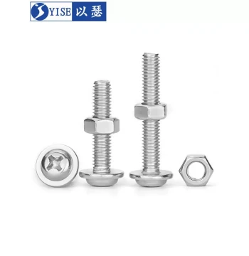 304 Stainless Steel Cross Round Head Screw and Nut Set with Washers, Pan Head Bolts Combination Kit