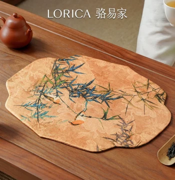 LORiCA Gambiered Canton Gauze Tea Mat Waterproof Tea Pad Dry Brewing Tray New Chinese Style Tea Cloth Cup Mat Zen Table Mat Premium Feel