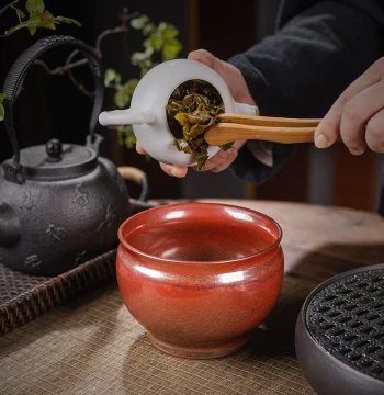 Coarse Pottery Kiln-Change Tea Waste Jar, Tea Washer, Retro Cup Washer, Japanese Ceramic Zen Water Vessel, Household Tea Waste Jar and Tea Washing Basin