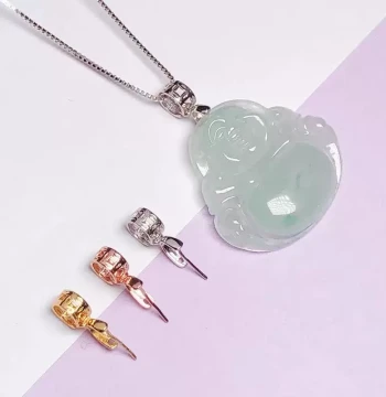 DIY Accessories 925 Silver-Plated Melon Seed Clasp Jade Pendant Clip Small Long Pin Clasp Jadeite Clasp Necklace Pendant Clasp