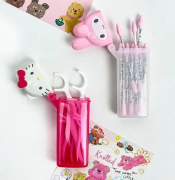 Japan Sanrio My Melody Hello Kitty Portable Cotton Swab Storage Box Dental Floss Case Hair Clip Container