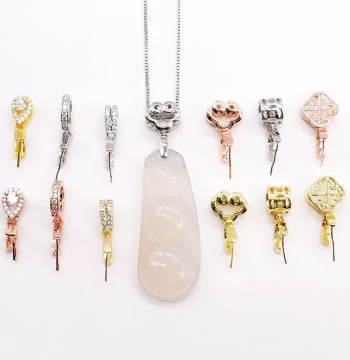 Long-Pin Melon Seed Clasp for Jade Pendants - DIY Jade Bail Plated with 24K Gold, Ruyi Coin Pendant Buckle for Necklaces
