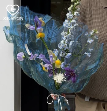 Iridescent Organza High-End Floral Fresh Flower Bouquet Wrapping Mesh, Handmade Florist Packaging Netting Material