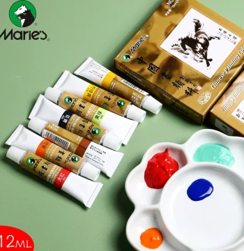 Marie's Brand 64 Single Stick Chinese Painting Pigment 12ML Ink Wash Painting Landscape Painting Gongbi Painting 36-Color Box Set 18-Color Beginner Starter Professional Painting Materials Large Capacity Chinese Art Supplies
