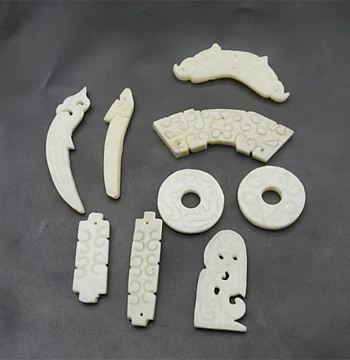 Snowflake Jade Huang Pendant with Double Dragon Curved Design, Jade Wind Chime Accessory, Rectangular Carved Hanfu Waist Ornament