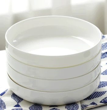 Pure White Bone China Deep Dish for Home Use - Steamed Egg Custard Bowl, Microwave Safe Ceramic Dinnerware