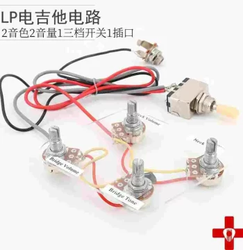 LP Electric Guitar Circuit Kit 2T2V with 3-Way Switch, Soldered Electronics, Potentiometers for Volume and Tone, Includes Jack
