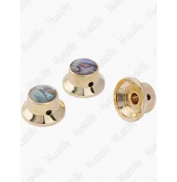 MusiclilyP Electric Guitar Bass Universal 6mm Potentiometer Knob Cap UFO Shape Metal Steel Pearl Abalone Shell
