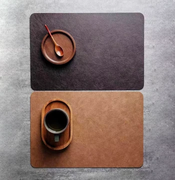 Square Placemat Premium Nordic Style Waterproof Oil-Proof Table Mat No-Wash Cowhide Texture Double-Sided Mat Minimalist Plate Mat Customizable