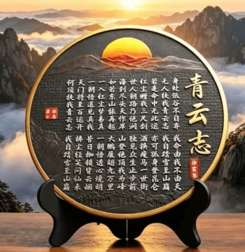 Qingyun Zhi Calligraphy Art Print: Premium New Chinese Style Desktop Ornament for Entryway, Office, or Tea Table Decoration