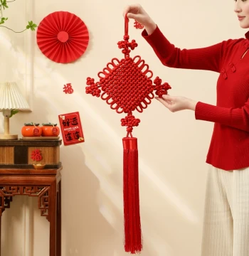 2026 New Chinese Knot Wall Hanging, Premium Large Red Peace Knot with Fu Character Decor for Living Room, Housewarming and Entryway