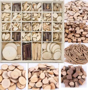 Kindergarten DIY Small Round Wood Slices: Low-Structure Materials for Art Areas Including Wood Blocks, Strips, and Twigs