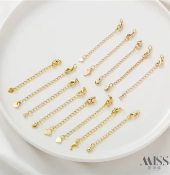 14K Gold-Filled Tail Extension Chain with Lobster Clasp and Open Ring, DIY Accessories for Handmade Bracelets and Necklaces