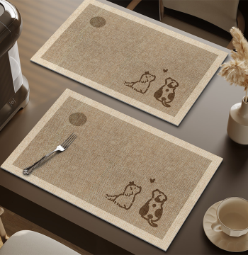 Japanese Style Placemat, Waterproof and Oil-Proof Student Dining Table Heat Insulation Pad, Hotel Dinner Plate Mat, Light Luxury Western Placemat, Leather Table Mat