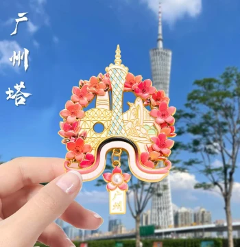 Guangzhou Cultural Creative Refrigerator Magnet Canton Tower City Tourism Souvenir Magnetic Tassel Refrigerator Magnet DIY Travel Gift