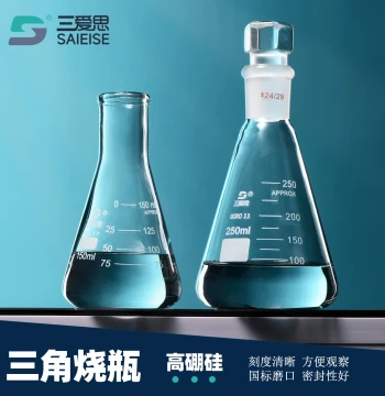 Sanas Erlenmeyer Flask with Wide Straight Ground Glass Neck, Graduated Borosilicate Conical Beaker