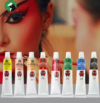 Marie's Opera and Drama Oil Paints for Peking Opera, Yue Opera, and Face Painting; Waterproof Makeup Materials for Adults, Students, Kindergarteners, and Children; Available in Black, Red, White, and Flesh Tones for Parties and Body Art