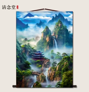 Immortal Family Altar Landscape Painting Altar List Hidden Altar Scenery Painting Feng Shui Painting Immortal Hall Background Northeast Hall Worship Hanging Painting