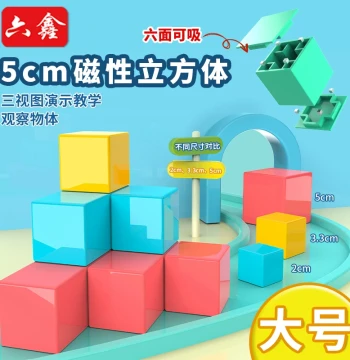 Magnetic Elementary School Cube Building Blocks Math Teaching Aid Grades 1-6 Geometric Solid Observation Object 1/2/3/3.3/4/5/10cm Magnetic Cube Blocks