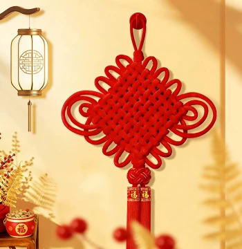 Chinese Knot Wall Hanging Ornament - Large 'Fu' Character for Living Room or Entryway, Premium 2026 New Style Home Decor