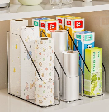 Plastic Wrap Storage Box Transparent Kitchen Organizer Rack Disposable Cloth Sealed Fresh-Keeping Bag Storage Gadget
