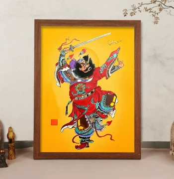 Zhong Kui Hanging Painting Heavenly Master Blessing Image Demon Subduing Picture Home Protection Framed Ornament Living Room Entryway Painting Door God Decorative Art