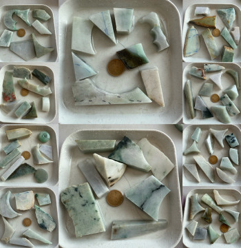 O670-679 One Image One Plate Natural Burmese Jade Scraps Clearance Sale, Authentic Grade A Guaranteed, Triple Compensation for Fakes