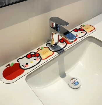 Cute KT Faucet Drainage Mat Soft Diatomite Sink Absorbent Pad Kitchen Bathroom Edge Bathroom