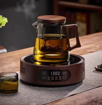 Glass Teapot with Wooden Lid, High-Temperature Resistant Thickened Tea Brewer for Single Use, Home Tea-Water Separator for Ladies' Flower Tea