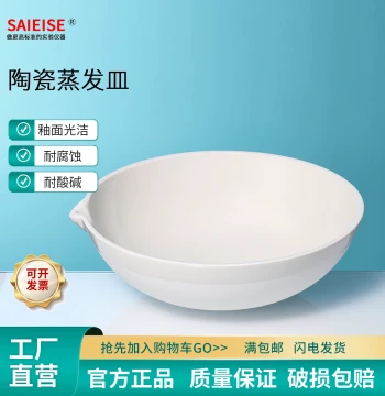 SAIEISE Ceramic Evaporating Dish, Flat or Round Bottom with Pour Spout and Handle, Heat-Resistant up to 900°C