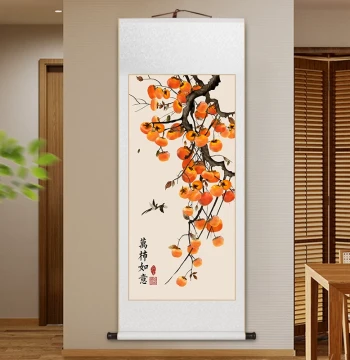 Everything Goes as Wished Scroll Hanging Art, New Chinese Style Entryway Decor, Chinese Style Living Room Tea Room Study Auspicious Mural