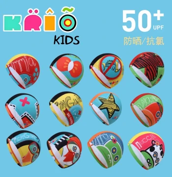 KIRO Trendy Kids Swim Cap, Cartoon Fashionable Cute Fabric Swimming Hat, Non-Tight Fit Baby Swimming Gear