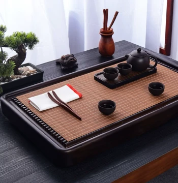 Small Bamboo Tea Mat Narrow Table Runner Tea Tray Pad Zen Style Retro Chinese and Japanese Classical Tea Table Cloth