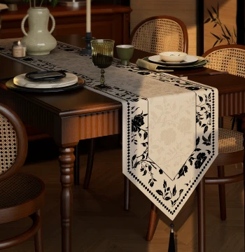 Mid-Century Modern Table Runner: French Vintage Light Luxury High-End Dining Table Cloth, Long Strip Coffee Table Cover, TV Cabinet or Sideboard Dust Cover