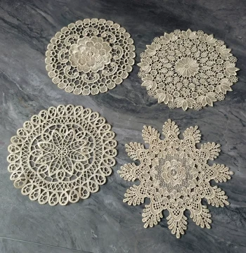 Lace Embroidered Floral Coaster - Hollow Decorative Photo Prop, Retro Minimalist Table Mat, Round Embroidered Heat Insulation Pad