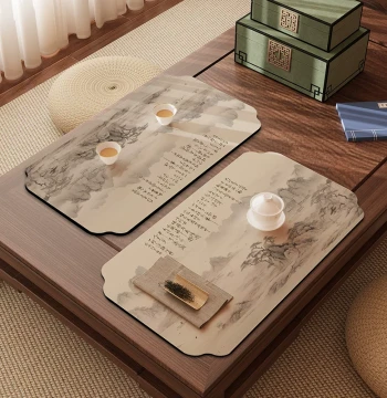 New Chinese Style Zen Tea Mat National Style Table Runner Diatom Mud Absorbent Tea Towel Tea Table Pad Cloth Dedicated Dry Brewing Coaster for Tea Station