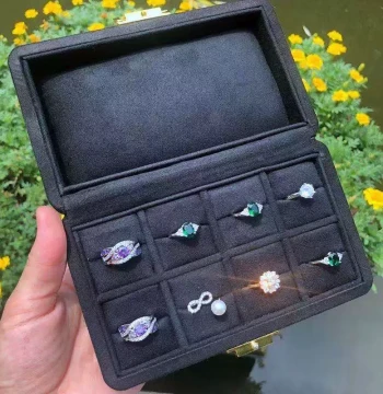 High-End Jewelry Storage Box, Microfiber Suede Surface Box for Bracelets, Red Blue Emerald Gemstone Rings and Pendants
