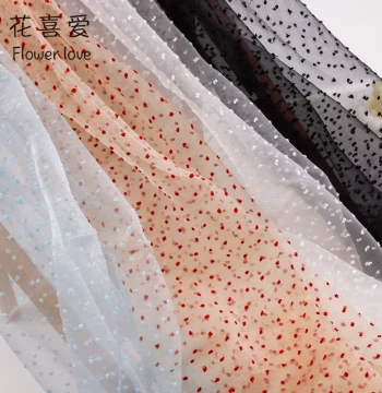 Hua Xi Ai Flower Wrapping Mesh Strawberry Milkshake Polka Dot Tulle Bubble Rose Dotted Mesh Handmade DIY Material Fresh Flower Packaging