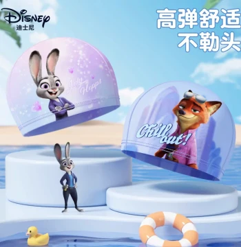 Disney Zootopia Children's Swim Cap Boys Girls Breathable Comfortable Non-Tight Ear Protection Fabric Swimming Hat