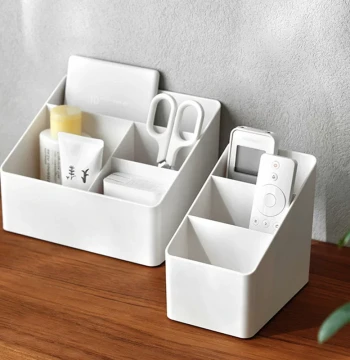 Desktop Organizer Box Plastic Storage Bin for Office Cosmetics Remote Control Multi-functional Storage Container