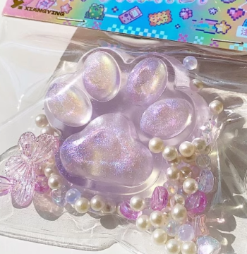 Ultra-Soft Shiny Crystal Cat Paw Cake Purple Potato Blueberry Squishy, Slow-Rebound Stress Relief Toy, Kids Holiday Gift