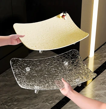 Fruit Tray for Living Room, Home Coffee Table Snack Plate, Luxury Premium 2025 New Crystal Housewarming Exquisite Serving Dish