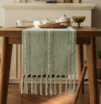 American-Style Solid Color Vintage Table Runner - Hand-Knotted Premium Fabric for Dining Tables, Coffee Tables, and Sideboards