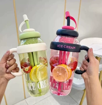Best-Selling Ice Master Cup: Summer Water Bottle, High-Aesthetic Large-Capacity Tumbler for Women, Cute Student Straw Cup