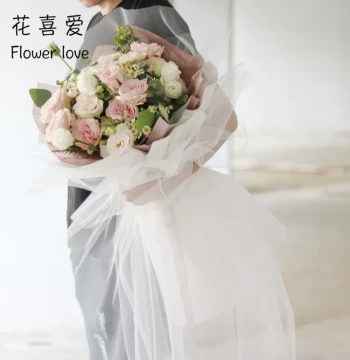 Huaxiai Internet-Famous Fairy Tulle Large Roll American Mesh Crystal Tulle Flower Wrapping Net Florist Fresh Flower Packaging Materials