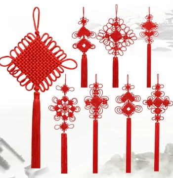 Chinese Knot Ornament, Small and Large Red Ruyi Knot, Peace Knot, Tongxin Knot Hanging Decor for Living Room and Entryway