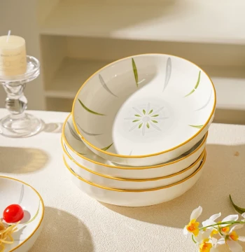 Sheri Minimalist Plates Dish Set 2026 New Ceramic Bowls and Dishes Underglaze Color Dinnerware Premium Deep Plates