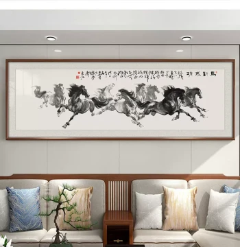 Eight Steeds Success Wall Painting Living Room Hanging Art Landscape New Chinese Style Decor Office Traditional Chinese Painting