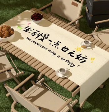 Creative Outdoor Cooking Tablecloth Camping Table Runner Waterproof Wash-Free Picnic Cloth Long Fabric Strip for Camping